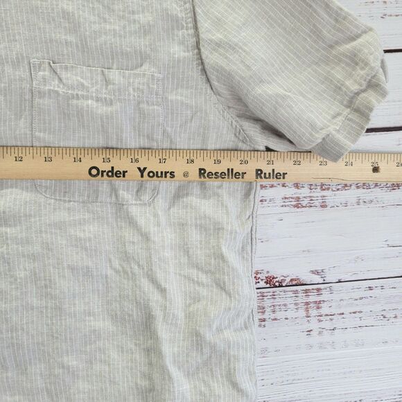 Everlane Shirt Mens M Gray White Linen Button Down Striped Pocket Preppy Casual - Picture 4 of 8